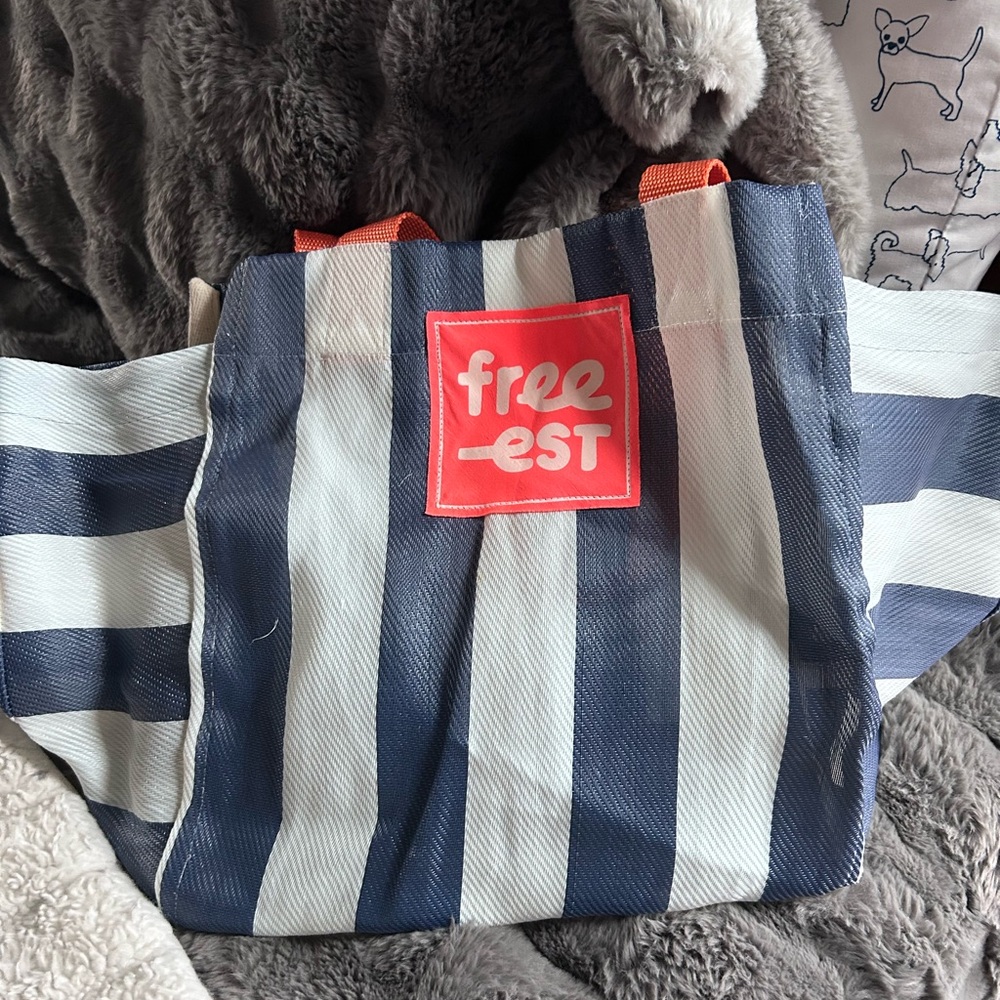 Free People Free-est Striped Blue & White Tote Bag